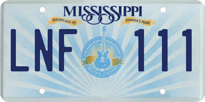 MS license plate LNF111