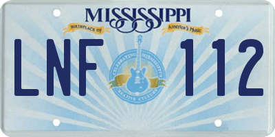 MS license plate LNF112