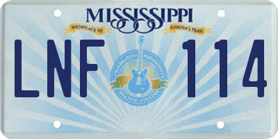 MS license plate LNF114