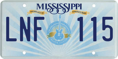 MS license plate LNF115