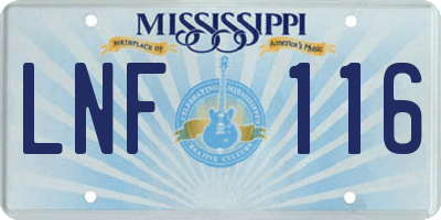 MS license plate LNF116