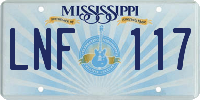 MS license plate LNF117