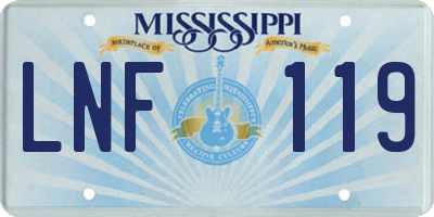 MS license plate LNF119