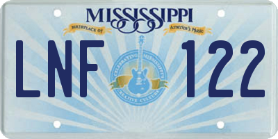 MS license plate LNF122