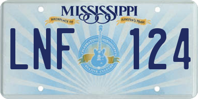 MS license plate LNF124
