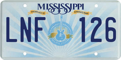 MS license plate LNF126
