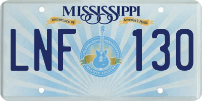 MS license plate LNF130