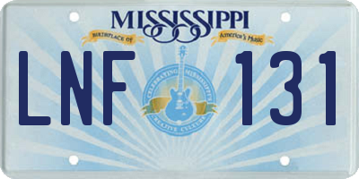 MS license plate LNF131
