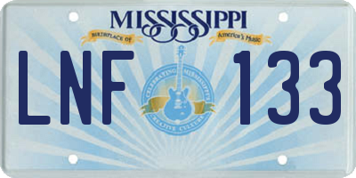 MS license plate LNF133