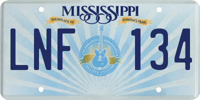 MS license plate LNF134