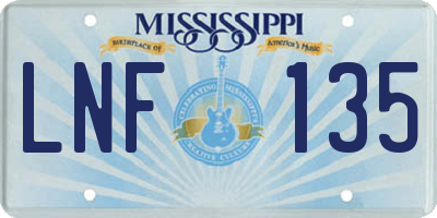MS license plate LNF135