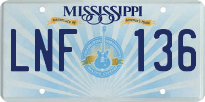 MS license plate LNF136