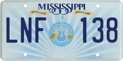 MS license plate LNF138
