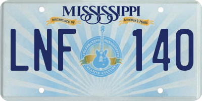 MS license plate LNF140