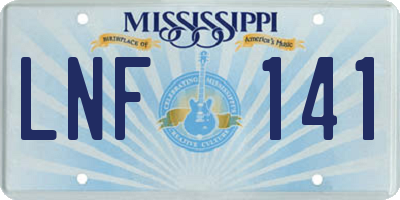 MS license plate LNF141
