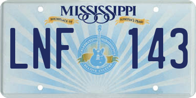 MS license plate LNF143