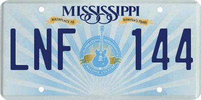 MS license plate LNF144