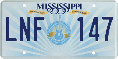 MS license plate LNF147