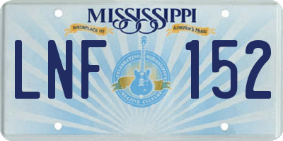 MS license plate LNF152