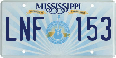 MS license plate LNF153