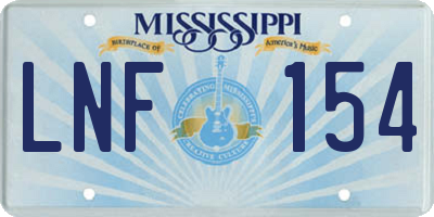 MS license plate LNF154