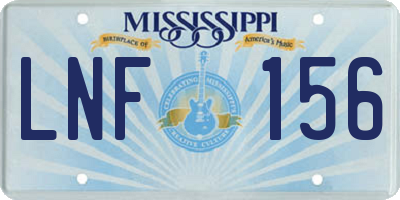 MS license plate LNF156