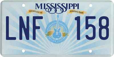MS license plate LNF158