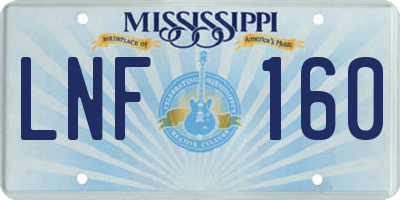 MS license plate LNF160