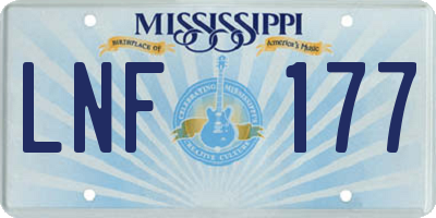 MS license plate LNF177