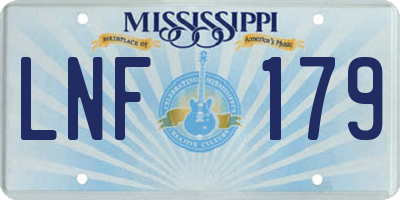 MS license plate LNF179