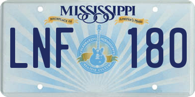 MS license plate LNF180