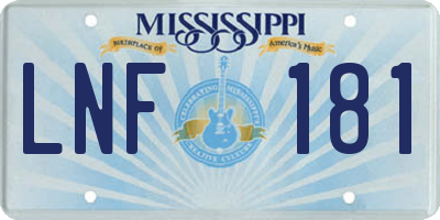 MS license plate LNF181