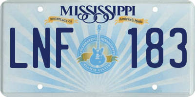 MS license plate LNF183