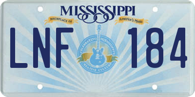 MS license plate LNF184