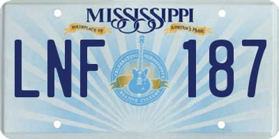 MS license plate LNF187