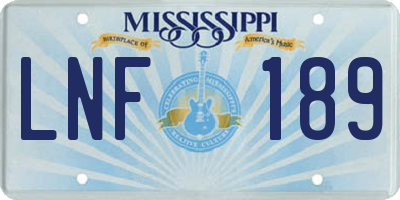 MS license plate LNF189