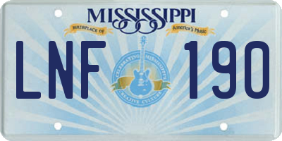 MS license plate LNF190