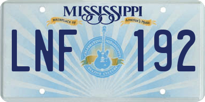 MS license plate LNF192