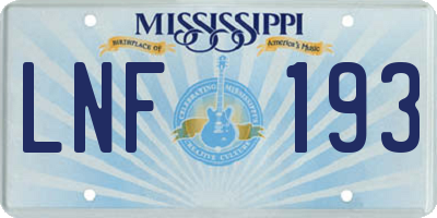 MS license plate LNF193