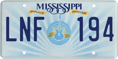 MS license plate LNF194