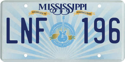 MS license plate LNF196