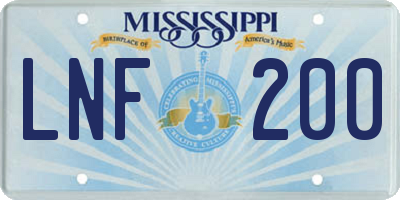 MS license plate LNF200
