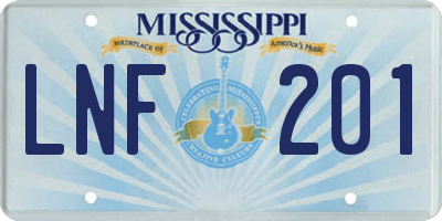 MS license plate LNF201