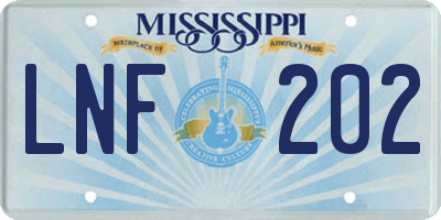MS license plate LNF202