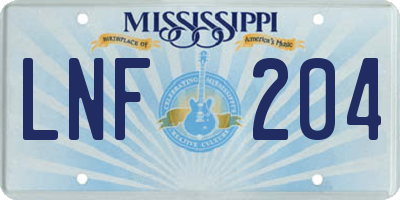 MS license plate LNF204