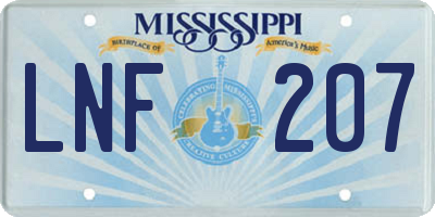 MS license plate LNF207