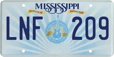 MS license plate LNF209