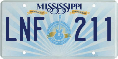MS license plate LNF211