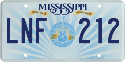 MS license plate LNF212