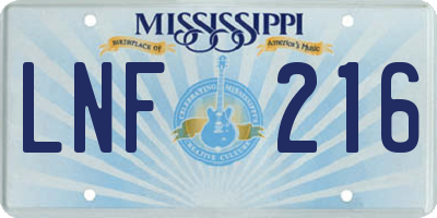 MS license plate LNF216